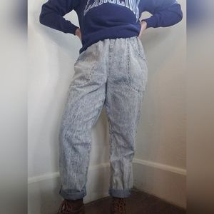 Vintage 80s 90s Acid Wash High-Waisted Denim Stretchy Waist Sz 12 Grunge.